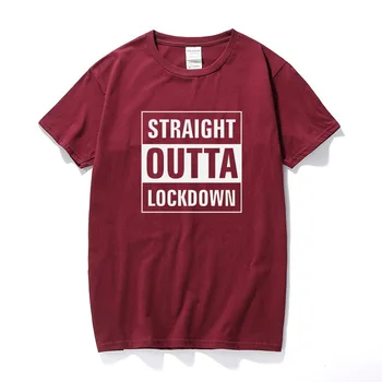 Naravnost Ven Lockdown Mens T-Shirt Smešno Tiskana Novost 2020 Karanteno Vrh Bombaža, Kratek rokav T shirt Euro Velikost