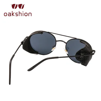 Oakshion Retro Steampunk sončna Očala Ženske Moški Metal Punk sončna Očala Letnik Usnje Strani Ščit Krog Gradient Očala UV400