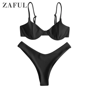 ZAFUL Novo visoko izreži tangice kopalke visoko pasu kopalke Trdna kopalke ženske Brazilski Biquini plavati plaži mikro bikini komplet