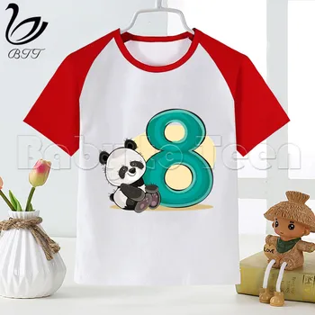 Rojstni Dan Panda Številke 1-9 T Shirt Risanka Natisni T-Shirt Oblikovalec Otrok Otroci T Srajce Kratka Sleeved Otrok Oblačila