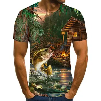Ribe motiv Majica s kratkimi rokavi Moški Ženske 3D Tiskanja Priložnostne T-Shirt Mladi Trend Sodobne T-shirt Hip Hop Slog T-shirt Kratek Rokav