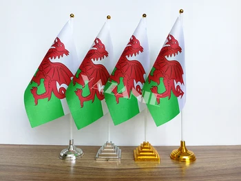 YAZANIE 14*21 cm 4PCS Welsh Kuvajt Siriji Kubi Tabela Poliester Zastavo Majhna Država, Namizne Zastave z Osnovno Pole za Konferenčno Mizo