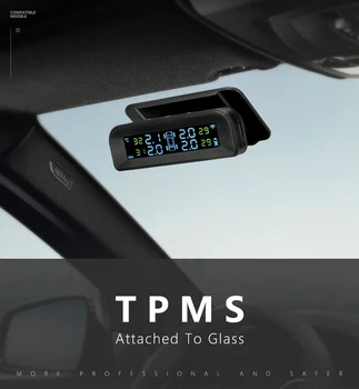 2021 Nove Pisane Zaslon TPMS Samodejno nastavitev Svetlosti Sončne Energije Brezžičnih Avto Tlaka v Pnevmatikah Monitor Sistem LCD Zaslon