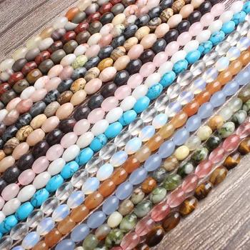 LanLi modni Nakit 10x6mm multicolor naravni kamni svoboden kroglice DIY žensko zapestnico, ogrlico uho stud in pribor