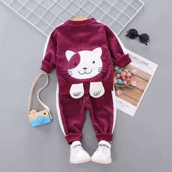 Moda Otroke Oblačila, ki Šport Risanka Baby Toddler Otroci Fant Dekle Obleke Obleke Vrhovi+Hlače 2pcs