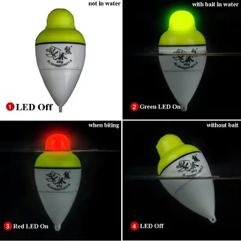 Smart Ribolov Float Alarm Ugriz Rib Vabe Sproži LED Luči Samodejno Noč Elektronski inteligentni Boje Stavke Opozorilo
