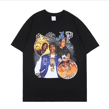 NAGRI Asap Rocky T - shirt Moških Hip Hop Ulične Harajuku Vintage T Shirt Grafiko, ki je Natisnjena Priložnostne Kratek Rokav Tee