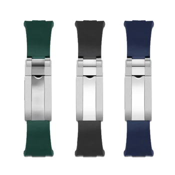 Vodotesno Gume, Silikona watchband 20 mm, črna zelena modra trak Zamenjava pasu za Rx Yacht Master Podmornica r zapestnica