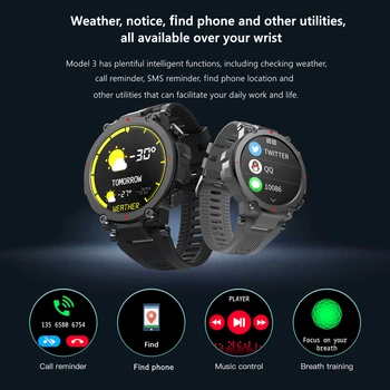 Model 3 pametno gledati srčnega utripa, spremljanje šport tracker moški fitnes zapestnica ura nepremočljiva smartwatch za android ios xiaomi