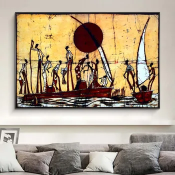 Povzetek Afriške Slika Jadrnico Krajine Oljna slika na Platnu Plakatov in Fotografij Cuadros Umetnosti Stenske Slike za dnevno Sobo