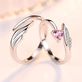 Modno Elegantna Krila Angel CZ Kubičnih Cirkonij 925 Sterling Srebro Ljubitelji` Nekaj Udejstvovanje Obroči Prvotno Nakit Odprt Obroč