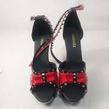Nov slog, bowknot zakovice krasi visoko peto čevlje, 15 cm seksi model t platforma čevlji, pole dancing čevlji