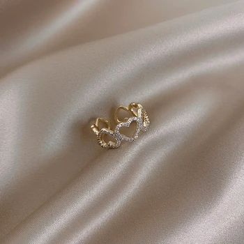 Lepe baker vdelan cirkon srce ljubezni, votlih obroč elegantne ženske kazalcem odpiranje nastavljiv stranka korejski nakit prstan