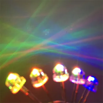 100 kozarcev LED 5mm slamnik RGB Počasi/Hitro Utripa Utripa, Motnega, Tri-Barva Rdeča Zelena Modra 20mA 3V 5 mm Svetleče Diode Žarnice