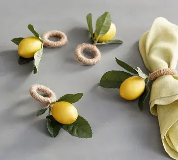 10pcs Simulacije limone rastlin napkin obroč Sadni obrok sponke Hotel model soba napkin obroč