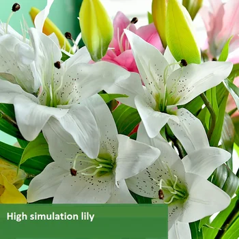 Visoko Simulacija 2 Glav Lily Umetne Rože Poroka Doma Stranka Vrt Dekoracijo Šopek Poročni Šopek Je Venec Pokrivala