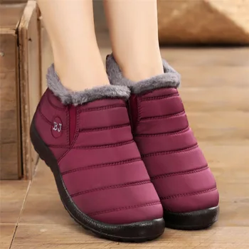 Trdna gleženj škornji, čevlji za ženske superge 2021 modne superge ženske škornji toplo plišastih nepremočljiva slip-on zimski škornji ženske čevlje