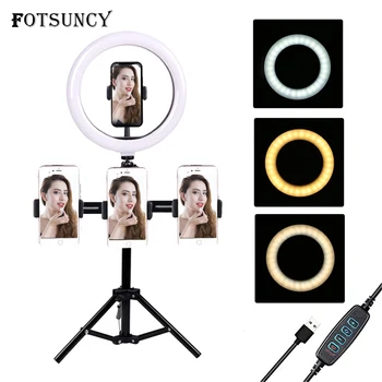 10 Inch Selfie Obroč Svetlobe LED Video Luč Zatemniti USB Fotografija Lučka Za Ličila,Youtube S Stojalom Več Nosilec za Telefon