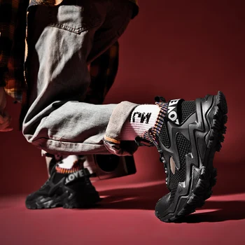 Moda za moške priložnostne čevlji z visoko-top copati visoko kakovostne čipke-up non-slip hoja čevlji Zapatillas velike čevlji trend