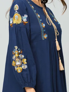 Vezenje Bombaž Perilo Muslimanskih Abaya Šivanje Dolgo Haljo Dolgo Oplaščeni Kimono Svoboden Ramadana Arabski, Turški Islamska Oblačila Obleko