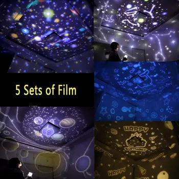 Star Galaxy Vrtljiv Projektor Nočne Luči za Božič, Rojstni dnevi ，Baby ' s Spalnica, Najboljše Darilo， 5 Sklopov Filma