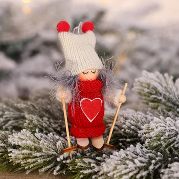 Novo Leto, Božič Angel Girl Boy Smučarskih Plišastih Lutke Božično Drevo Ornament Obesek Stranka, Božični Okraski, 1PC