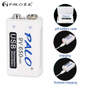 PALO 9V Polnilne Baterije Litij-6f22 9V baterija Li-ion Baterija za multimeter Igrače, Daljinsko upravljanje KTV Elektronski 9V baterije