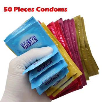 50pcs/veliko Naravnih Kondome iz Lateksa Penis Rokavi Moški Mazanje Condones Varnejši Kontracepcije Boljši Seks Igrače Varnejši Rebrasti Kondomi