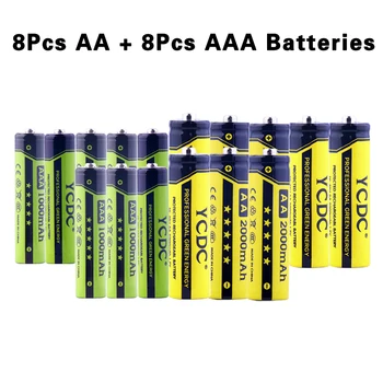 Poceni 16PCS/VELIKO NOVO Različico Baterije za ponovno Polnjenje Celic Debelo 1,2 V močni Glasnosti AA-2000mAh AAA-1000mAh Z Baterijo Primeru