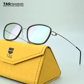 Retro Kvadratni okvir čistega titana Čisto Ročno izdelane kratkovidnost računalnik OZNAKO blagovne znamke moških očal okvir recept okvir očala