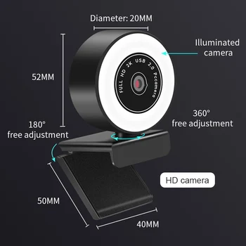 New Fill Light Webcam1080P Za Namizni Prenosni računalnik Samodejno Ostrenje USB Računalnika, Spletna Kamera perifernih naprav Za Fotografiranje Youtube Live Stream