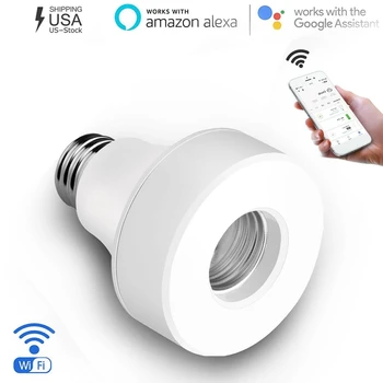 Wifi Smart Žarnica Vtičnico Združljiv z E26 E27 Prešli Lučka Osnove Imetnika Delo z Amazon Alexa googlova Domača stran IFTTT