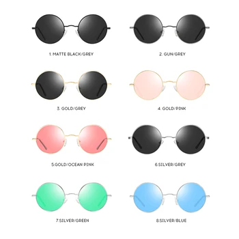 2020 Retro Krog Polarizirana sončna Očala za Ženske in Moške blagovne Znamke Oblikovalec UV400 Ogledalo Moda Pisane Odtenke Klasičnih Kovinskih Eyegalsses