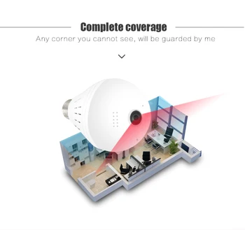 360 Panoramski Wifi Kamera Žarnice na Prostem Nepremočljiva Home Security IP Kamera Lučka Podporo Za Alexa googlova Domača stran Tmall Čarovnik