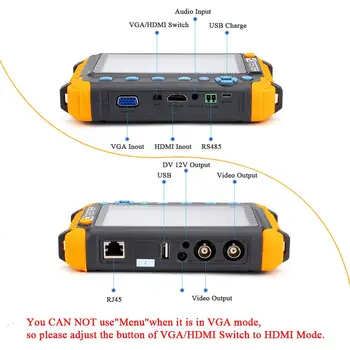 5 palčni 8MP Prenosni AHD CCTV tester kamere CCTV Mini zaslon kamere tester AHD CVBS tester kamery HDMI VGA R485 video tester