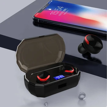 Moč Banke Slušalke TWS Šport Brezžične Slušalke Bluetooth 5.0 Nepremočljiva Čepkov za Ušesa z Baterijo Napolnite Primeru
