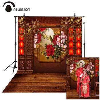 Allenjoy Kitajski slog klasični poročni vrata v ozadju za foto studio novo leto les cvet ozadje photocall photophone