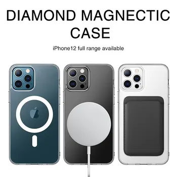 Magnectic Primeru Za iPhone 12 Pro Max 12 mini Ohišje Za iphone 12 Pro Brezžično Polnjenje Shockproof Popolno Zaščito PC+TPU Ohišje