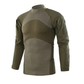 Moški Vojske Zelena Rip-stop Taktično T Majice Dolg Rokav Prikrivanje, Pohodništvo T-Shirt Jesenski Lov Paintball Oblačila