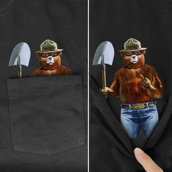 T Shirt je Modna blagovna Znamka, poletje žep smešno Sled medved printed majica s kratkimi rokavi moški za ženske srajce Hip hop vrhovi črni bombaž tees
