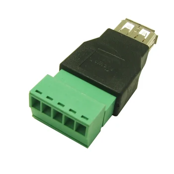 10Pcs USB ženski vijak terminal blok USB ženska priključka, pretvornik napajalnik USB2.0 Ženski Jack Vertikalni Tip Črna