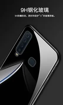 Za Samsung Galaxy A6 A7 A8 A9 2018 Primeru Težko Kaljeno Steklo S Stojalom Obroč Magnet Hrbtni Pokrovček Ohišje za samsung A6 A8 Plus A750