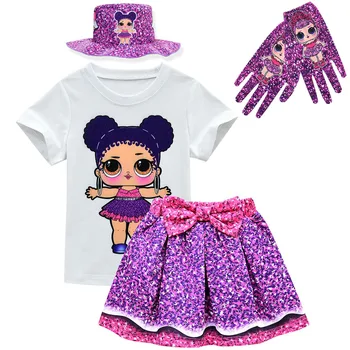 Lol lutka presenečenje prvotni model, igrače dekle, T-shirt+Krilo Nastavite Lol Obleko Dekleta, Obleko otroška Lutka Cartoon Princeso Dekleta Oblačenja