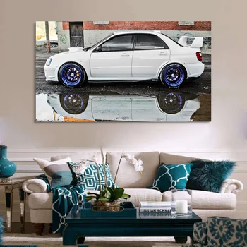 Modularna Platno Slikarstvo Doma Dekor Slike Natisnjeni Beli Subaru Odraža v Luža Plakat Za Steno dnevne Sobe Umetnost Brez Okvirja