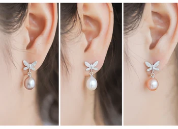 Moda 925 sterling srebrni nakit uhani biser naravne,resnične sladkovodnih biser uhani nakit za hčerko ljubimec trendy darilo