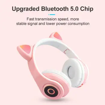 Vroče LED Luči Mačje Uho šumov, Slušalke Bluetooth 5.0 Mladih Otroci Slušalka 3,5 mm Vtič Z Mic, Slušalke