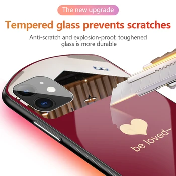 Luksuzni Srčkan Ovalne Nasmeh, Kaljeno Steklo Primeru Telefon Za iPhone 12 11 Pro Max XSmax XR X SE 8 7 6 Plus Ogledalo Silikonski Pokrov