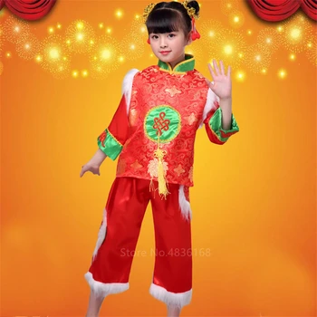 Kitajski Vrh Rdeče Tang Obleko, Bluzo Tradicionalna Kitajska Oblačila Za Otroke Baby Dekleta Fantje Suknjič 2020 Novo Leto Oblačila Ples Kungfu