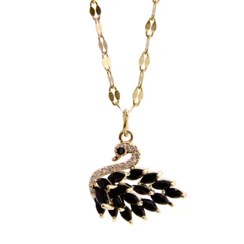 Rose zlata ogrlice za womens Black Swan obesek Cirkon ogrlica iz nerjavečega jekla moda preprosta ogrlica nakit na vratu