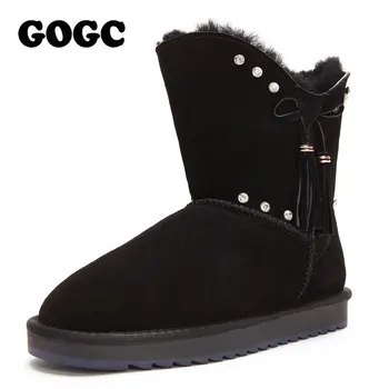 GOGC sneg škornji škornji ženske, zimski čevlji, ženske, ženske škornji krzno škornji ženske škornji 2019 usnje škorenjčki roza čevlji ženske G9843